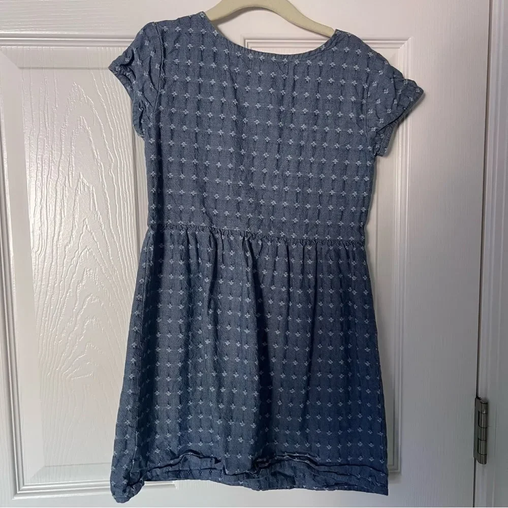 GAP Kids Woven Cotton Chambray Dress Blue Girls Small 6-7 Years Old EUC